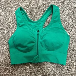Green Front zip sportsbra size S